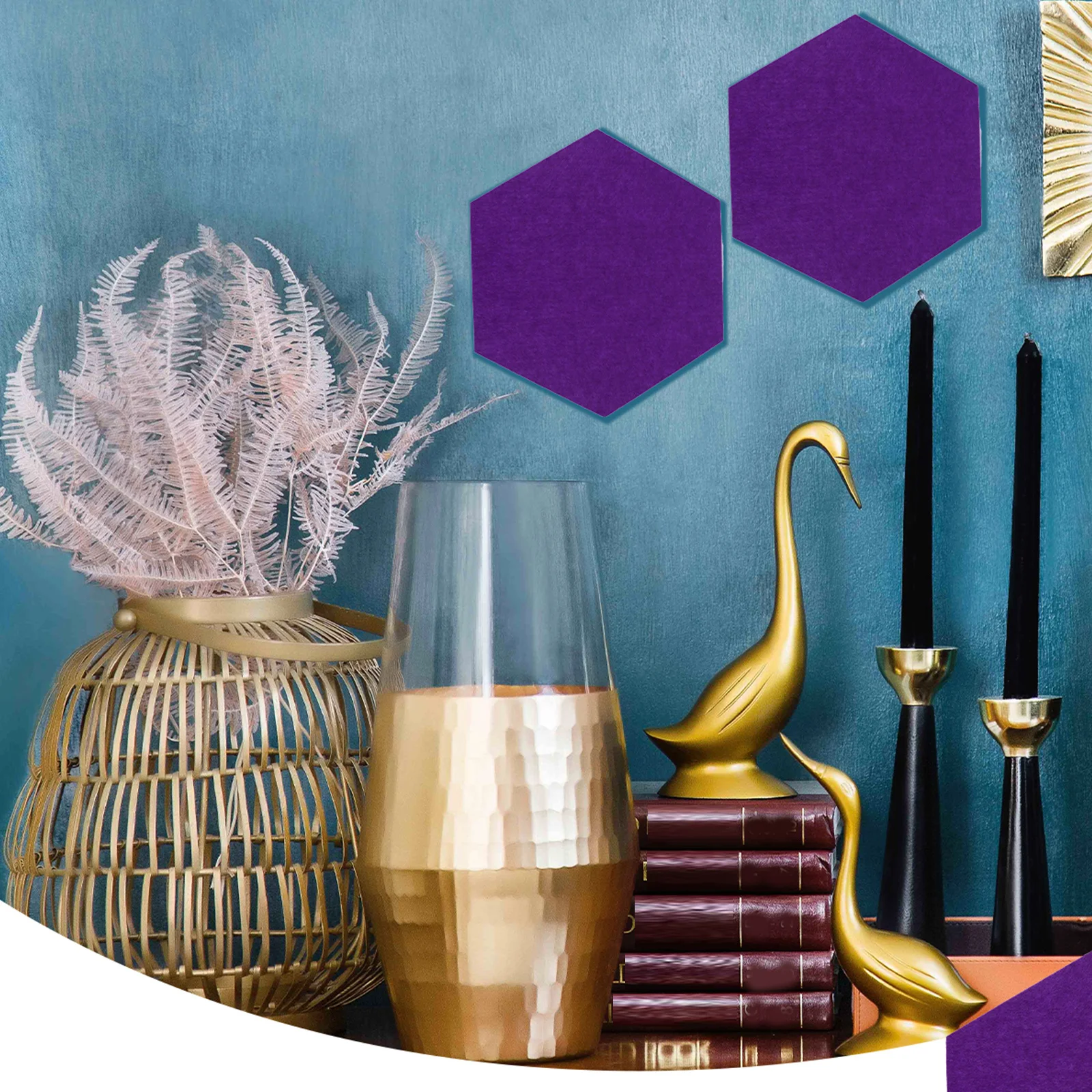 

10Pcs Hexagon Felt Message Board Photo Display Wall Decor Modern Artistic Style Hexagon Felt Panel Photo Display Board