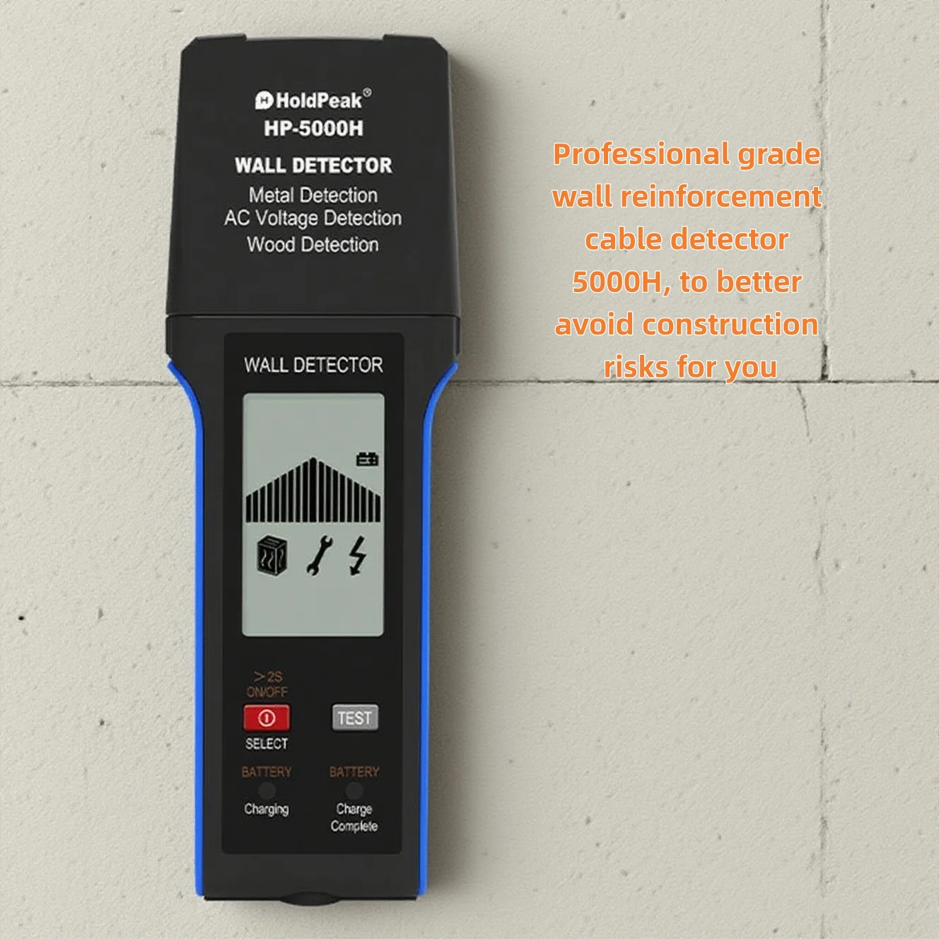 

Multi functional wall nail detector, scanner, can find hidden steel bars, metal pipes, rivets, and live wires in the wall.