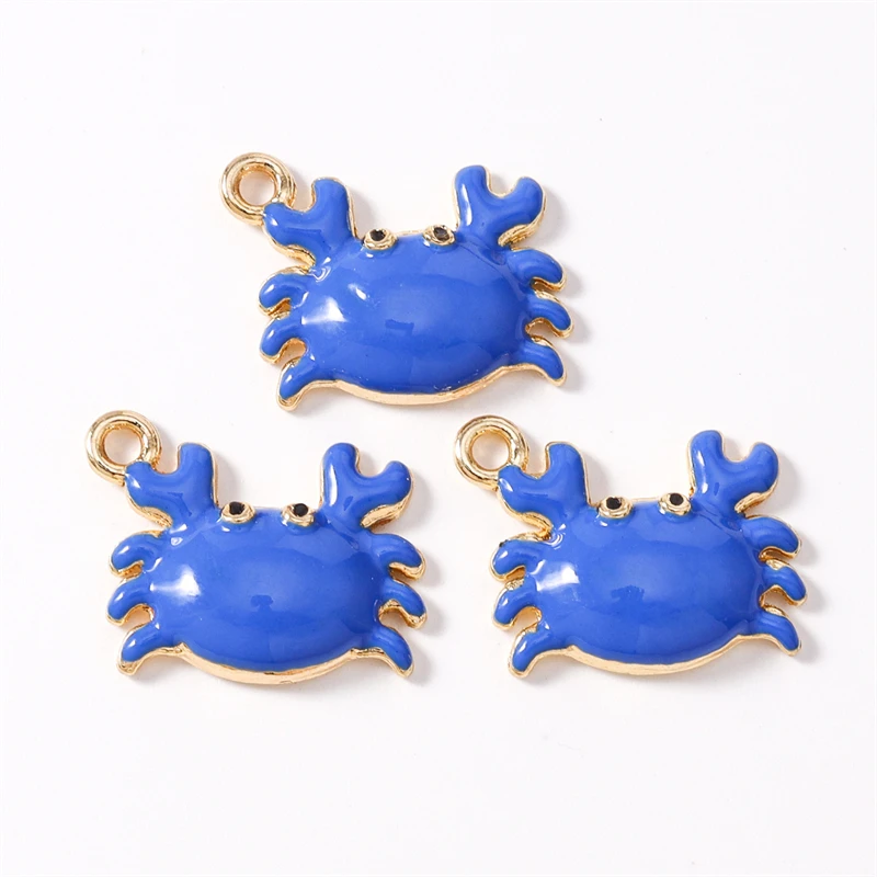 Duarte 20 Teile/los Nette Bunte Emaille Tier Krabben Charms Anhänger Fit Halsketten Ohrringe Armbänder DIY Handwerk Schmuck Machen – Detail 11