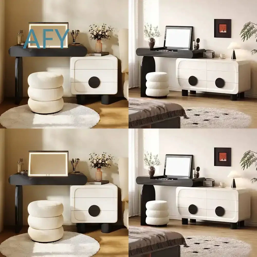 Advanced Solid Wood Makeup Vanity for Modern Luxury Standing Mirror Simple One Bedroom Dressing Table Bucket Cabinet Bedside