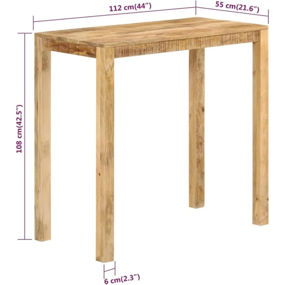 Meja Bar Gaya Rumah Pertanian Kayu Mangga dengan Rangka Kokoh - 44.1x21.7x42.5 Ideal untuk Ruang Makan dan Pub