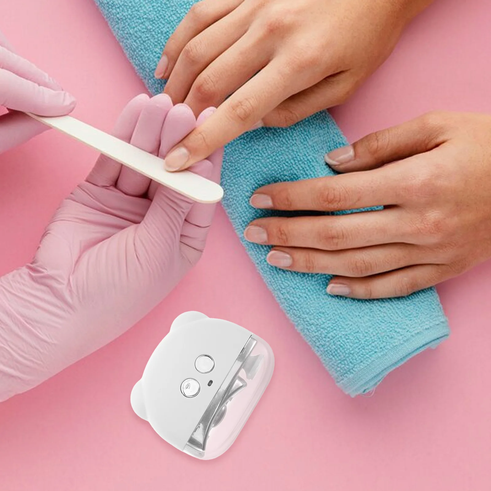 Moedor de unhas elétrico portátil bonito dos desenhos animados recarregável polidor para crianças adultos uso doméstico aparador de unhas suaves branco
