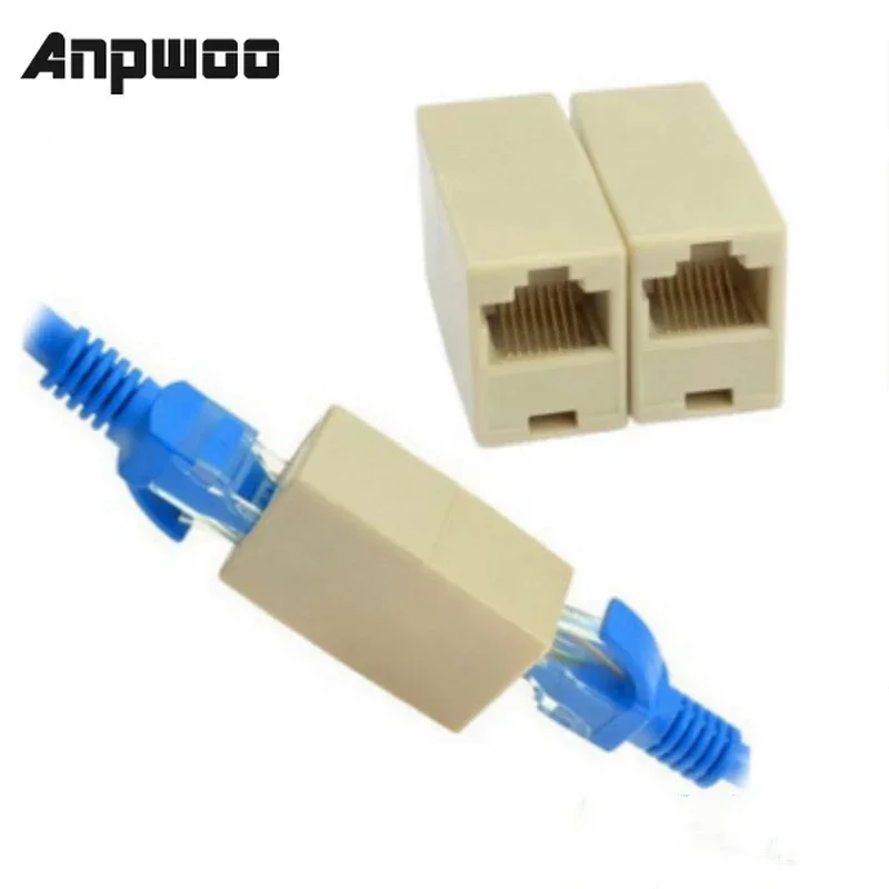 ANPWOO 10pcs RJ45 Cat5 8P8C Socket Connector Coupler For Extension Broadband Ethernet Network LAN Cable Joiner Extender Plug