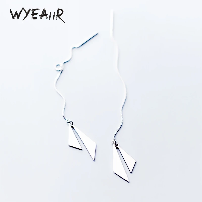 

WYEAIIR стерлингового серебра 925 пробы с геометрическим треугольником и кисточкой, милый подарок, ювелирные изделия, женские серьги