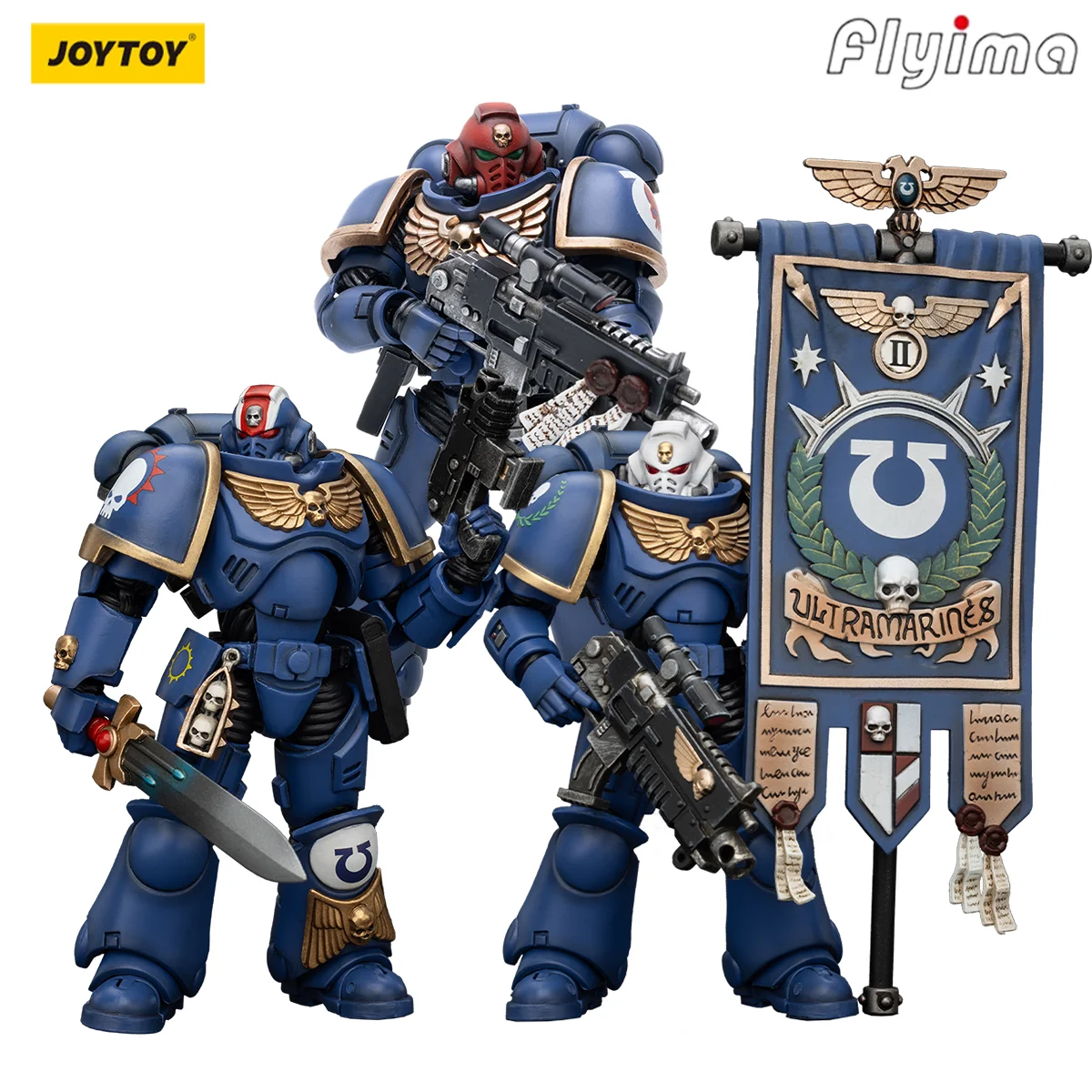 Figurki akcji JOYTOY Warhammer 40,000 1/18 Ultramarines Heroes of the Chapter 3 szt. Model wojskowy anime