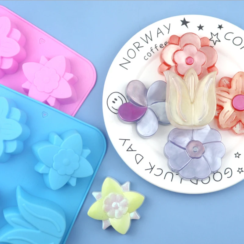 Cake Mousse Mold Rose Flower Chrysanthemum Silicone Baking Pan Ice Cube Tray Chocolate Candy Jelly Ice Cube Muffin Handmade Soap