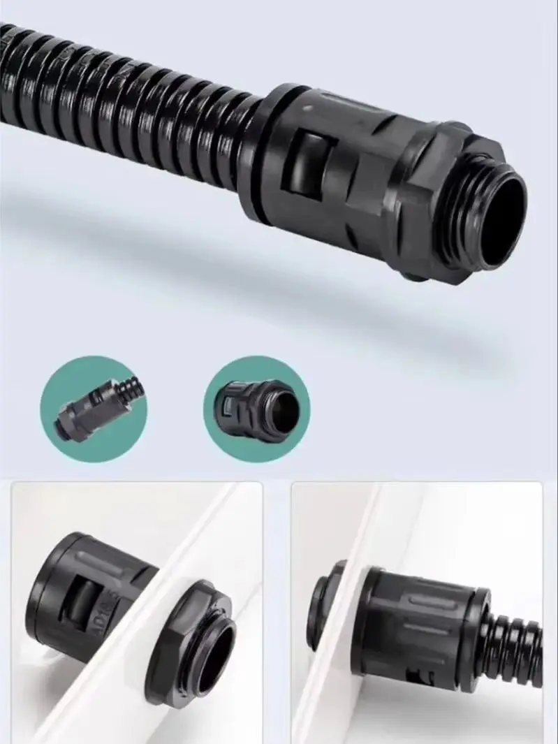 Raccord de Conduit Flexible en Nylon 1/4 d'Usine, Connecteur en Plastique pour Tuyau Ondulé AD10 AD13 AD15.8