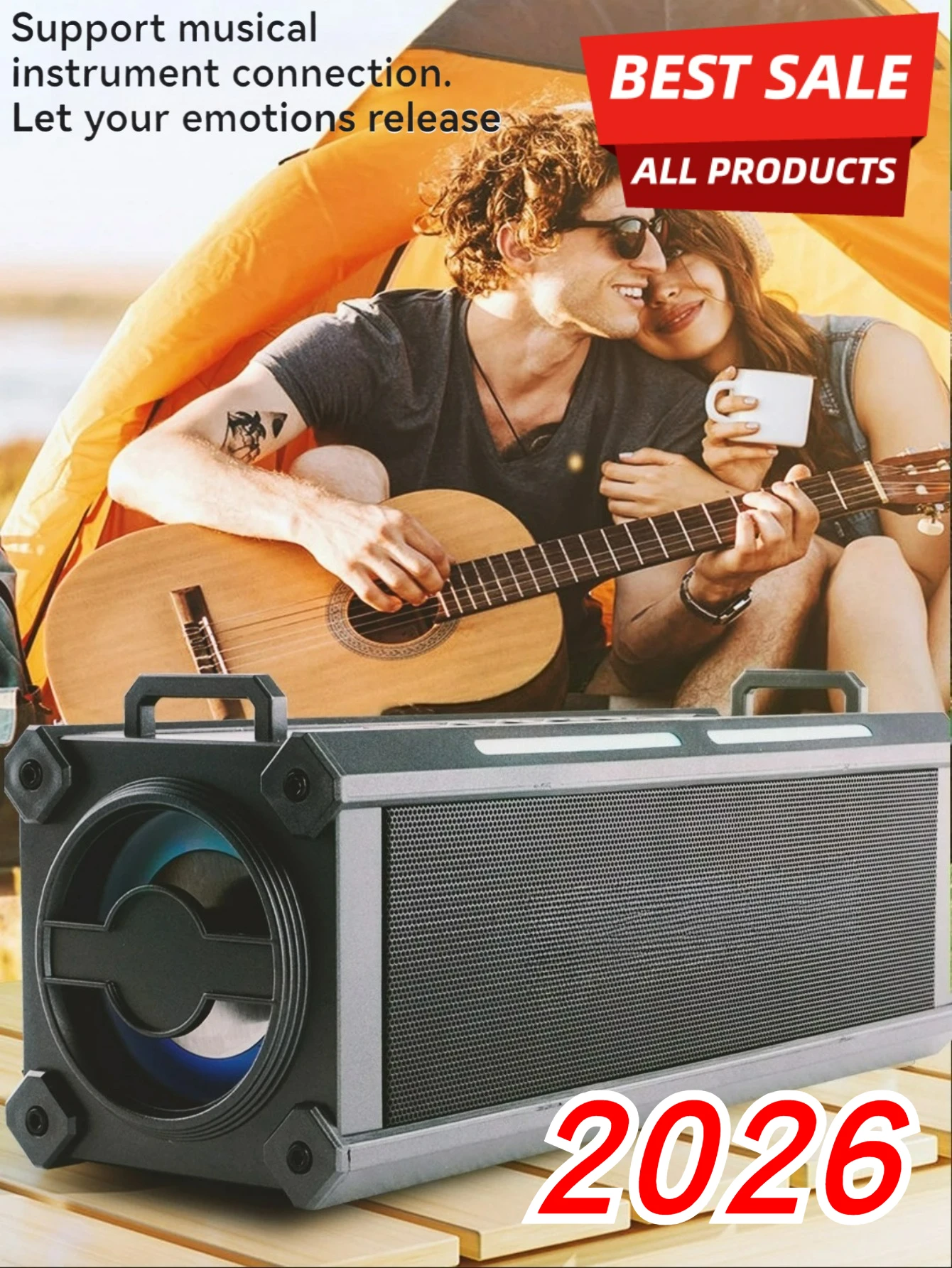 

20W Loud Bluetooth Speaker Portable Karaoke Machine with Super Bass 2 Wireless Mics RGB Light Effect Home Party System