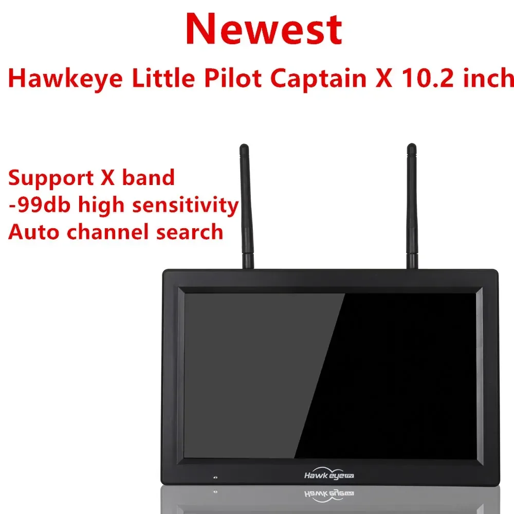 شاشة Hawkeye Little Pilot Captain X 10.2 بوصة HD FPV، تنوع مزدوج 5.8G، سطوع 1000lux، مخرج DVR/HDMI، حساسية 99 ديسيبل