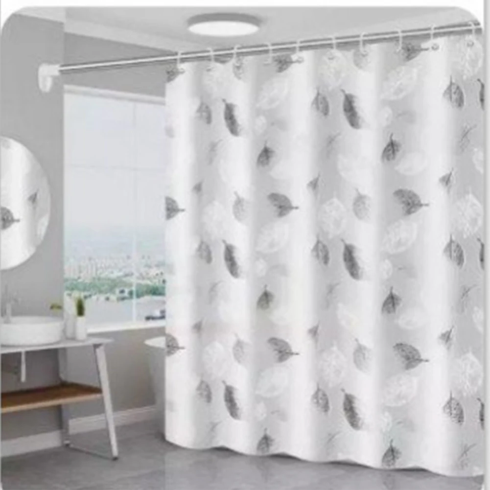 1pc Shower Curtains With Hook Moisture-resistant Waterproof PEVA Leaf Shower Curtain Home Improvement Bathroom Tools