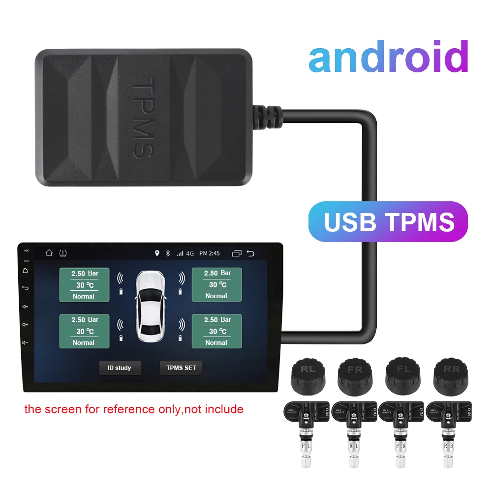 Reifendruckkontrollsystem Ersatzreifen Interner externer Sensor Android TPMS USB TPMS für Autoradio DVD Player