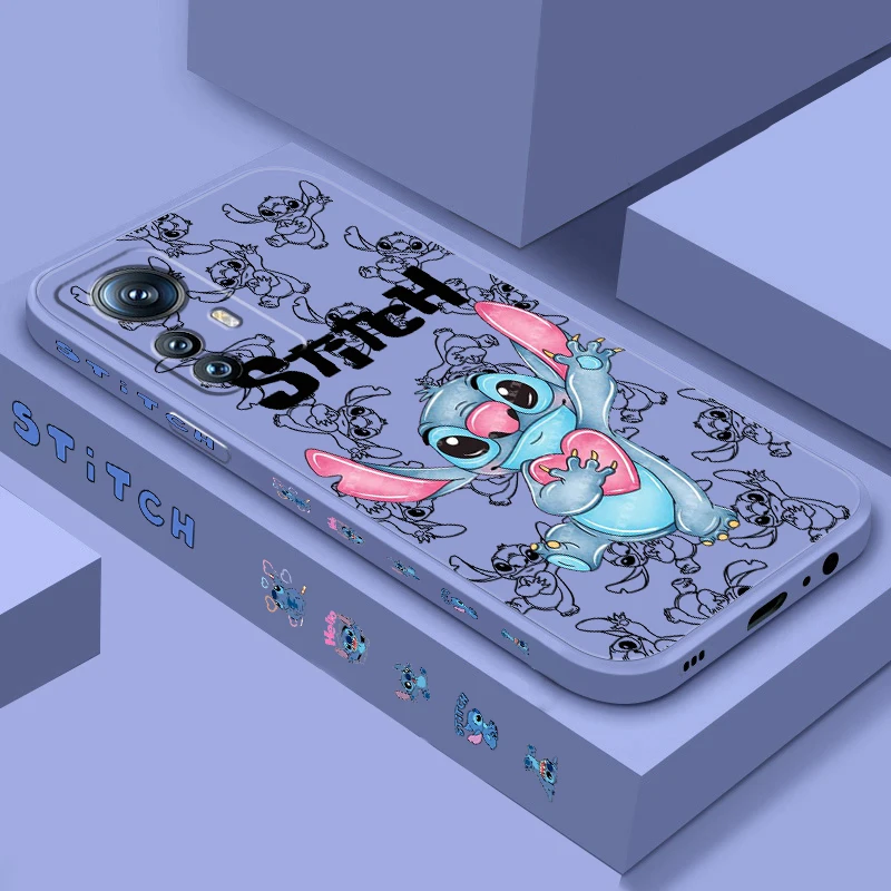 Trend Disney Stitch Cartoon płynna lewa lina do Xiaomi Mi 13 12T 12 11T 11i 11 A3 10T 10 CC9E 9 Pro Lite Ultra 5G pokrowiec