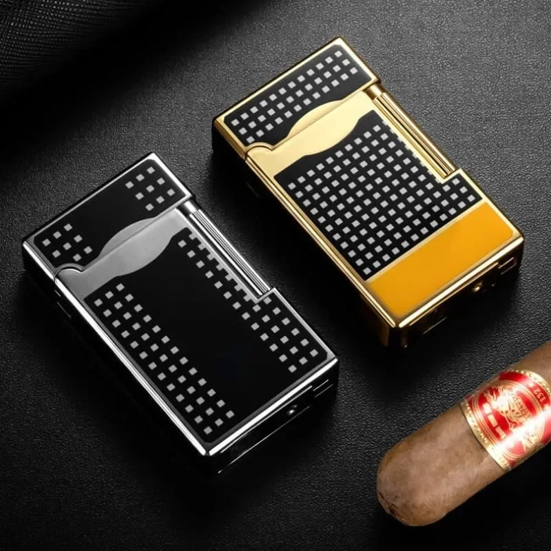 Cohiba Luxury Cigar Lighter Griding Wheel Cigarette Lighter Windproof Jet Flame Inflatable Gas Flint Lighter Smoking Accessories