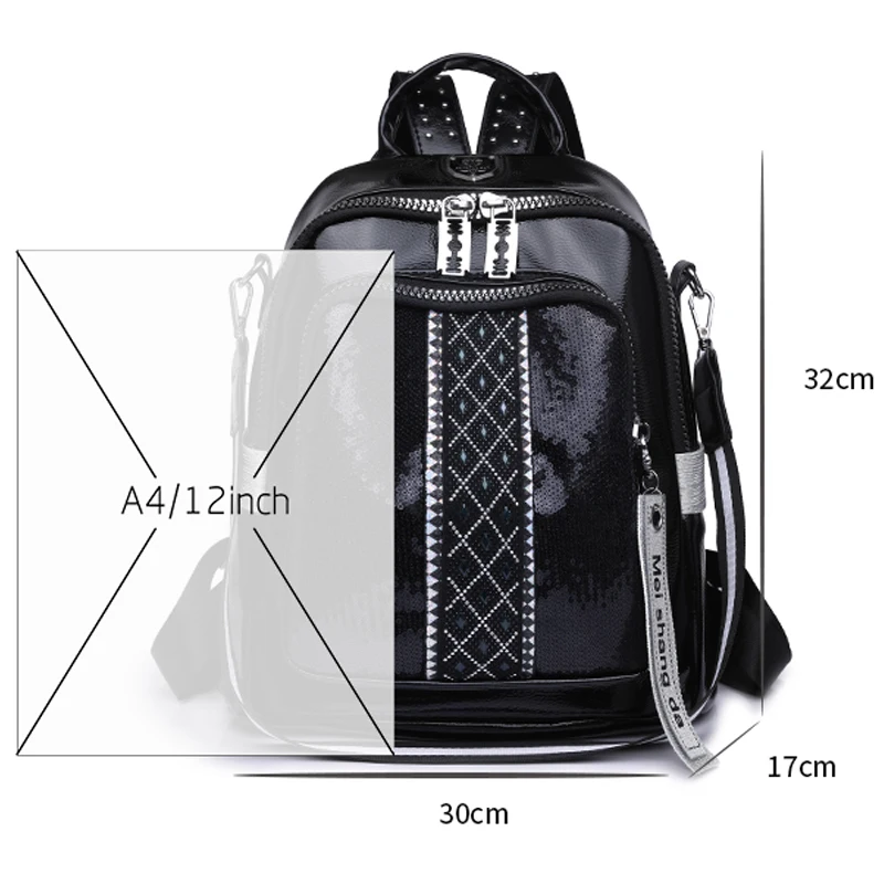 Fashion Trend Diamond Inlaid Women\'s Backpack High Quality Soft Leather Female Single Shoulder Bag Large Capacity Girl Bookpack