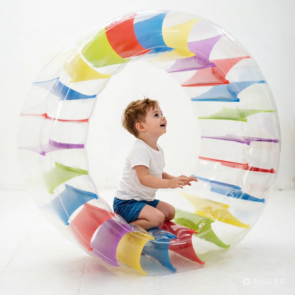 

160cm Giant Inflatable Water Roller Wheel, Heavy Duty PVC Rainbow Water Walker for Adults & Kids, Interactive Aqua Rolling Log