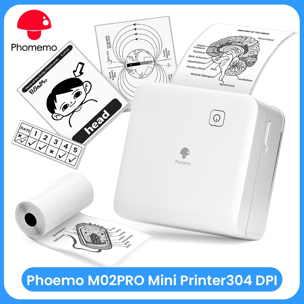 Phomemo 300dpi Pocket Printer M02 Pro Thermal Bluetooth Portabel Mini Printer Compatible with iOS and Android for Study Work