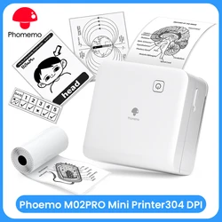 Phomemo-Impresora térmica de bolsillo M02 Pro, dispositivo de impresión Portátil con Bluetooth, Compatible con iOS y Android, para trabajo de estudio, 300dpi