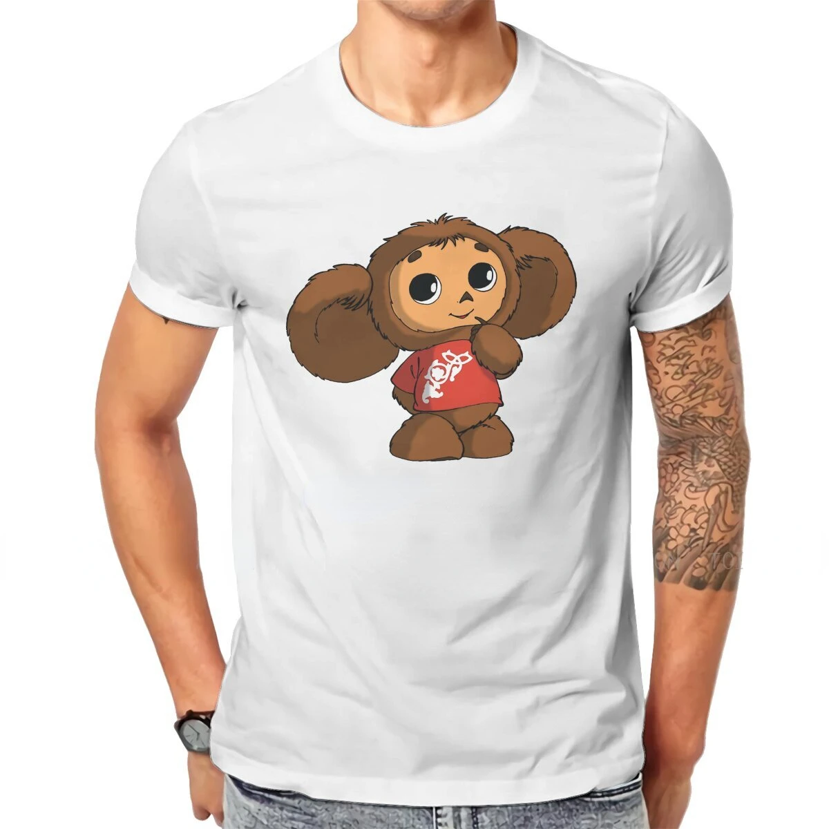 Cheburashka Soviet Russian Cartoon Thinking Graphic T Shirts Harajuku Vintage Fashion Women Men Summer T Shirt Kawaii Clothes