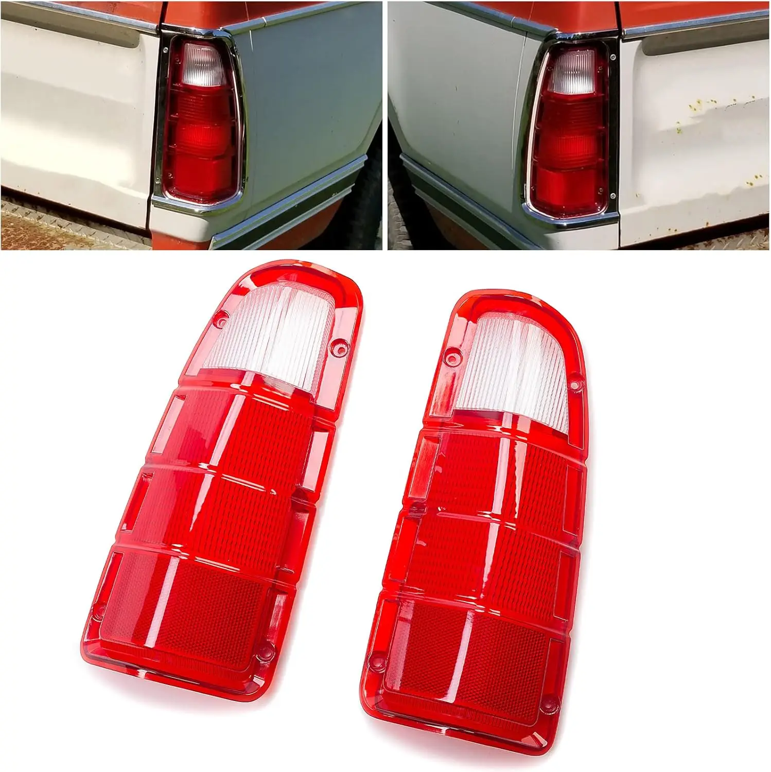 

Pair Tail Light Lens Cover ONLY Compatible with 1972-1980 Dodge Truck & Plymouth Power Wagon