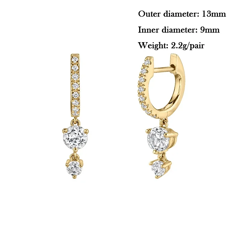 TIANDE Gold Color Dangle Hoop Earrings for Women Fashion Piercing Fine Zircon Chain Women\'s Earrings Set 2023 Jewelry Wholesale