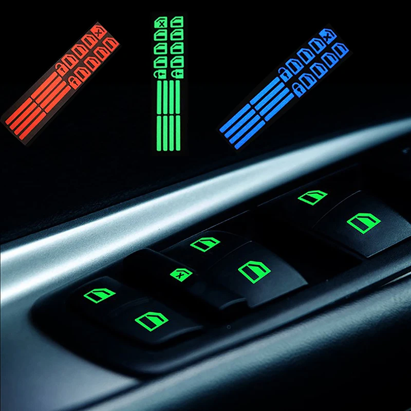 

Car Window Lifter Luminous Switch Button Stickers Door Window Lift Night Safety Switch Decoration Fluorescent Decals