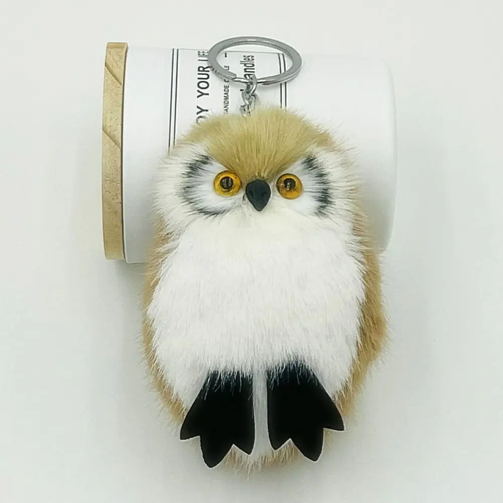 New Cartoon Cute Owl Fur Pendant Keychain Plush Jewelry Owl Fur Ball Caterpillar Bag Ornament Mini Plush Keychain