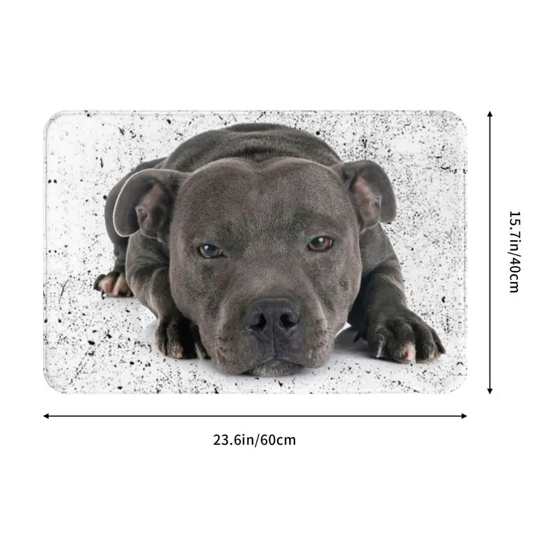 Cute Staffordshire Bull Terrier Dog Doormat Anti-Slip Kitchen Bath Mat Toilet Door Floor Entrance Carpet Rug Bedroom Footpad