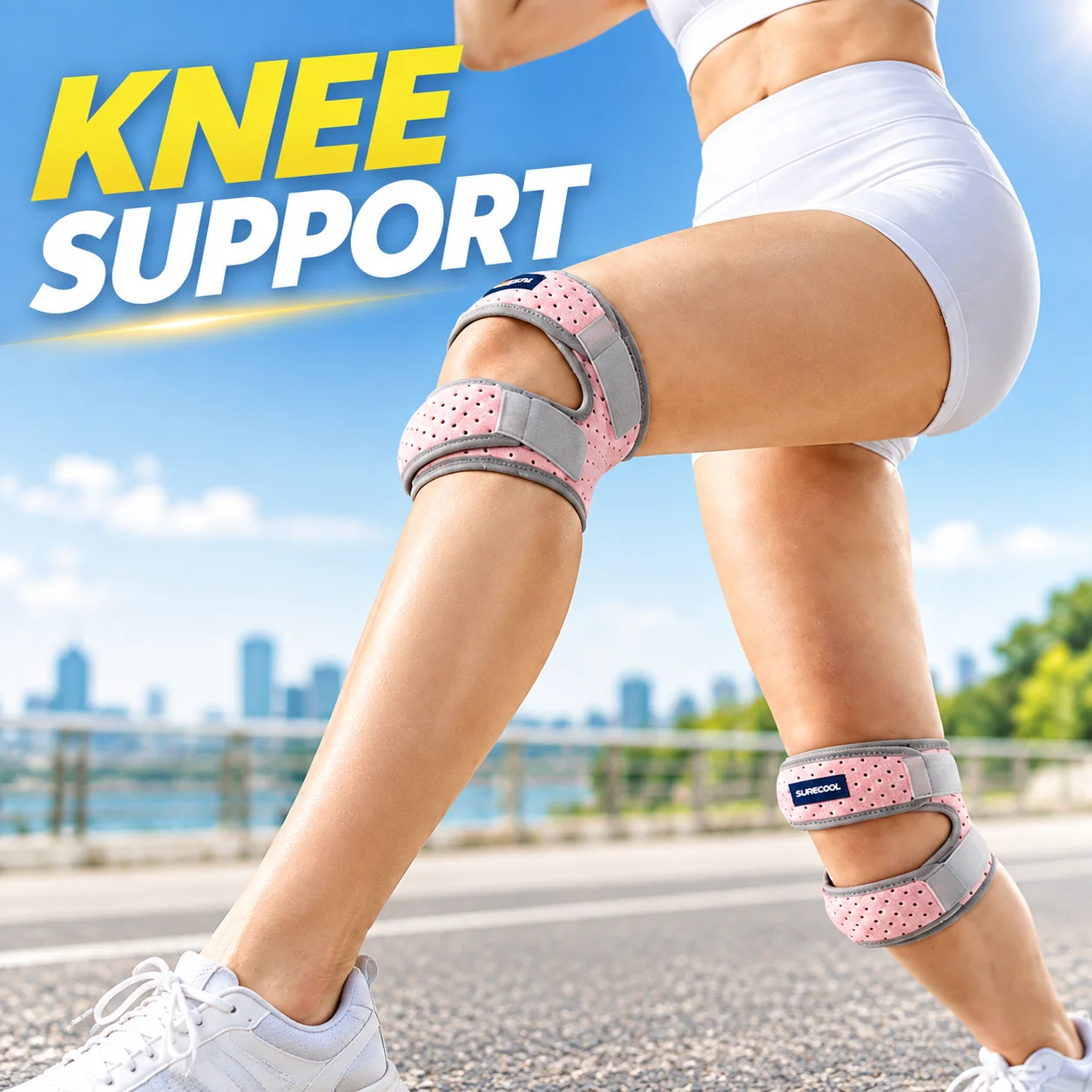 Silicone Patella Strap Shock Absorption Knee Support Band for Running Basketball Meniscus Protection Fitness Sports