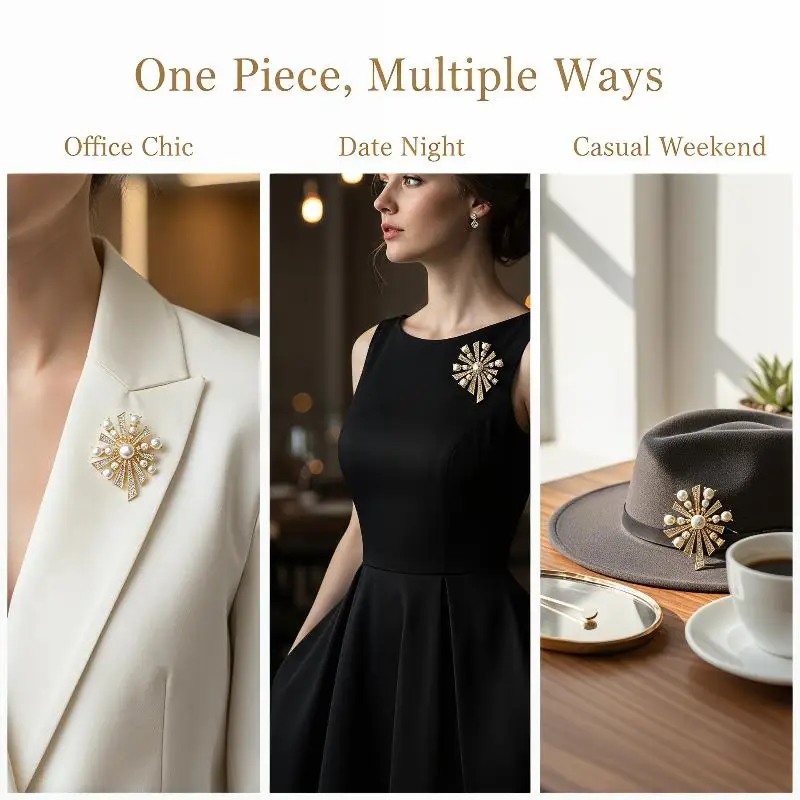 Exquisite Diamond Pearl Brooches For Women Girls Banquet Weddings Pins Versatile Shiny Corsage Clothing Accessories Gifts
