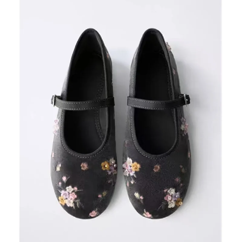 

Новые осенние элегантные балетки с цветочной вышивкой, женские удобные туфли Мэри Джейн на мягкой подошве, модные туфли на плоской подошве с пряжкой
