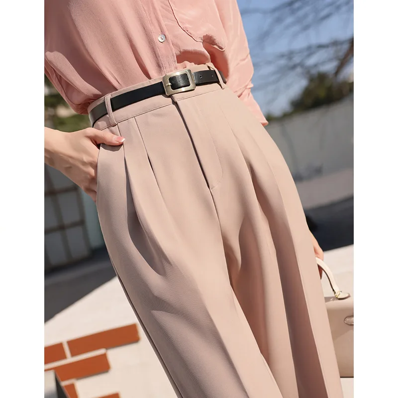 

Draping Suit Pants Women's High Waist Slimming Spring Professional Cropped Casual Pants Small Narrow Version Loose Straight Hare