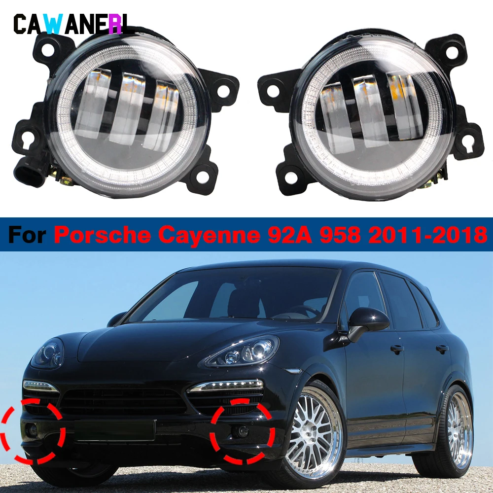 2 X 30W Car Front LED Fog Light DRL Angel Eye Daylight H11 For Porsche Cayenne 92A 958 2011 2012 2013 2014 2015 2016 2017 2018