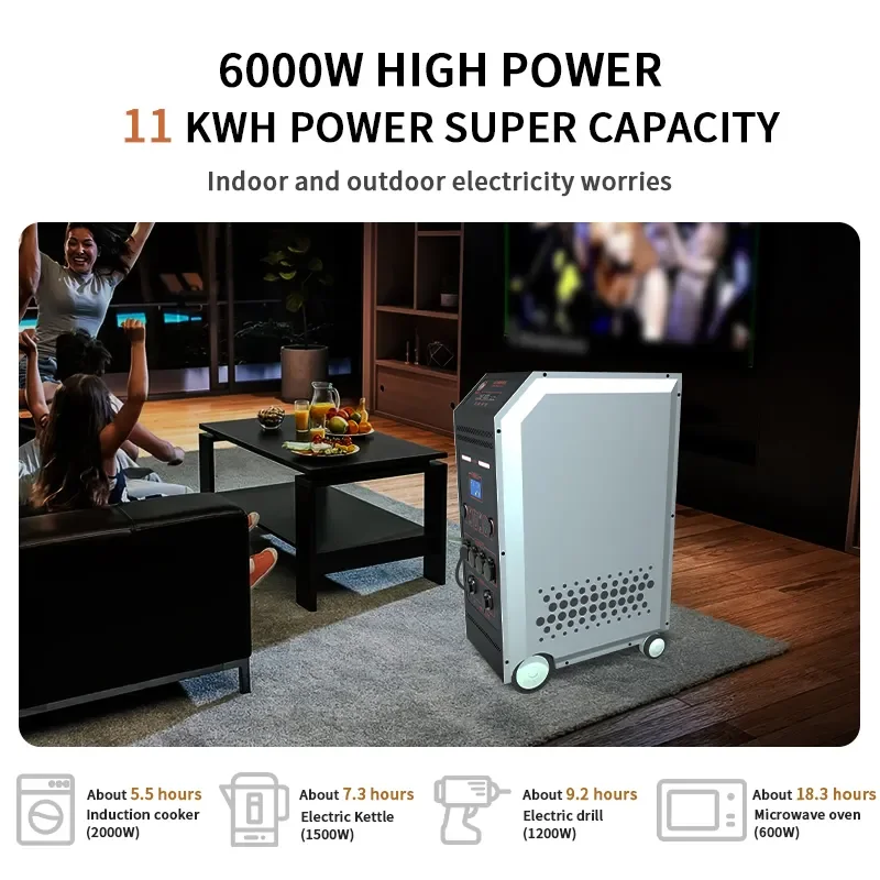6000W Portable Power Station Solar Generator Home Use Super Fast Charge MPPT EU US Outdoor Medical Solar Panel