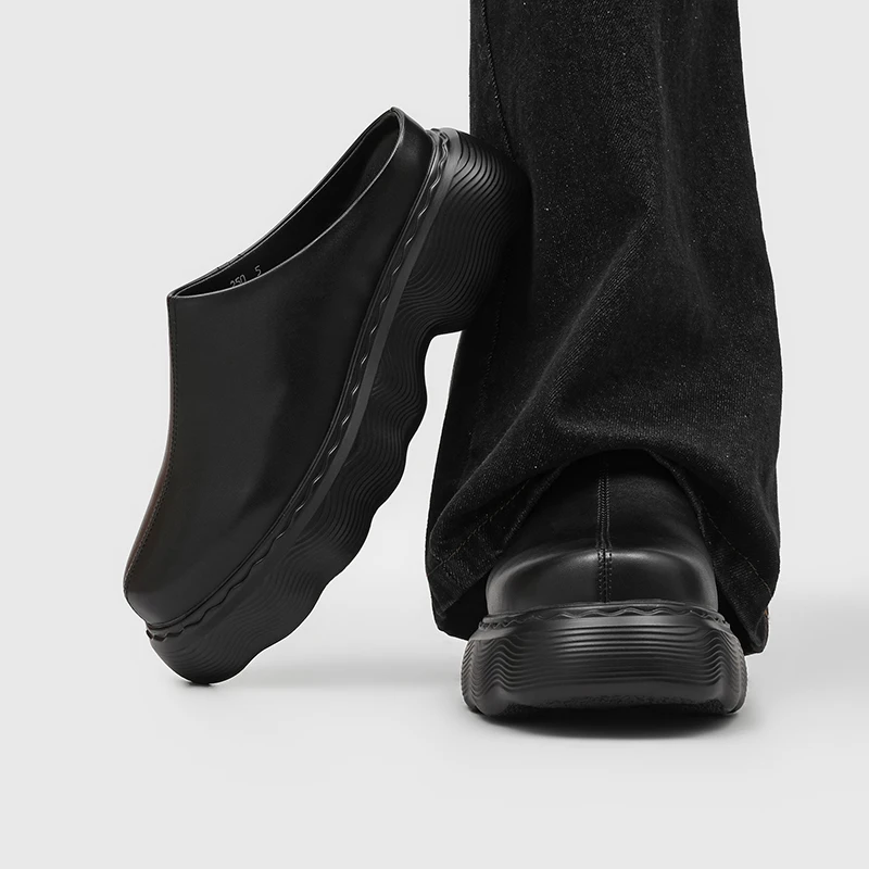 Summer New Thick Bottom Baotou Men Slippers Simple Breathable Leisure Niche Design Business Commuter Boken Shoes
