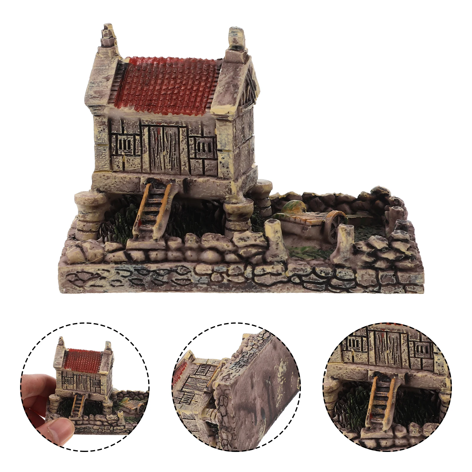 

Miniature Resin Stone House for Garden Decor Creative Landscape Ornament Tiny Desktop Home Supplies
