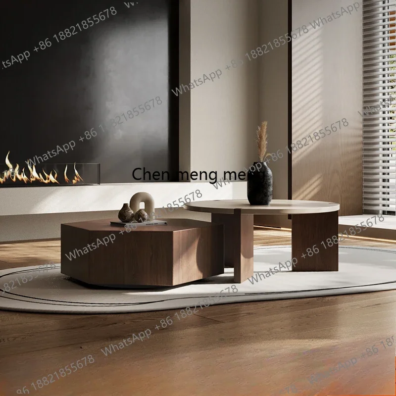

Storage Living Room End Table Luxury Design Aesthetic Wood Round Center Coffee Table Set Modern Nordic Salontafel Furniture