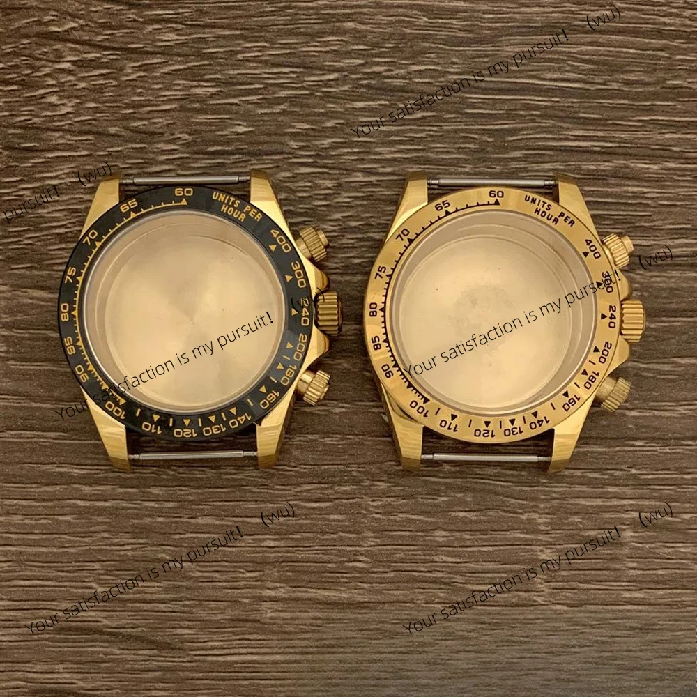 ZOCI-watch case, quartz case PVD black gold stainless steel case, sapphire glass for VK63 movement