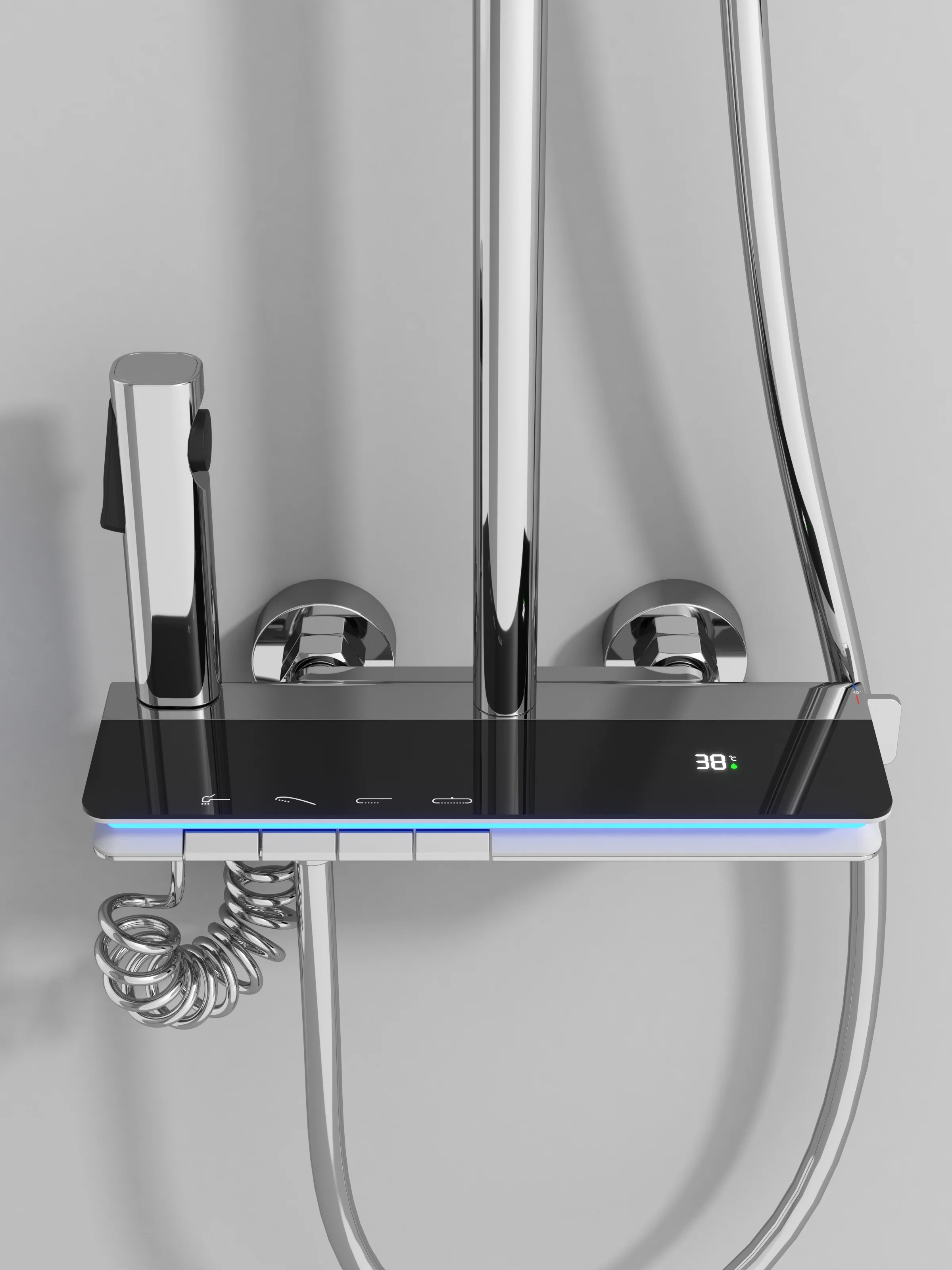 Four-function Constant Temperature Shower Set Digital Display Rain Piano Key Digital Smart Shower Shower Room Set