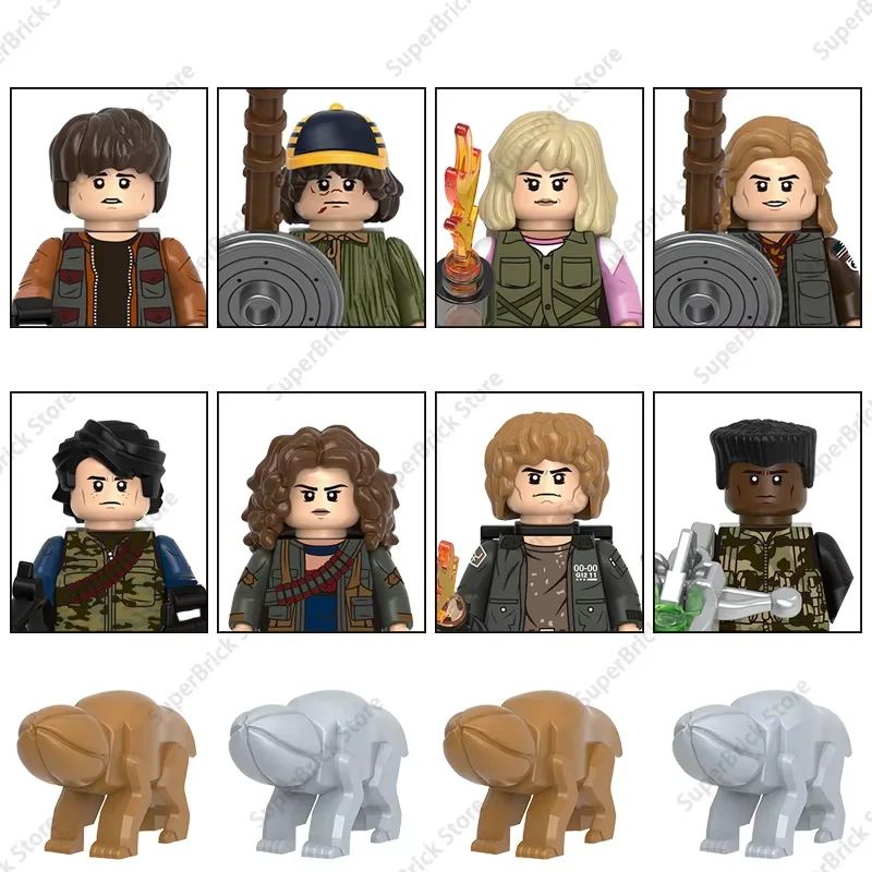 Figuras de acción mini de Stranger Things: Mike, Lucas, Will y Demogorgon, bloques de construcción de modelos, juguetes de ladrillos de la película de thriller de televisión estadounidense