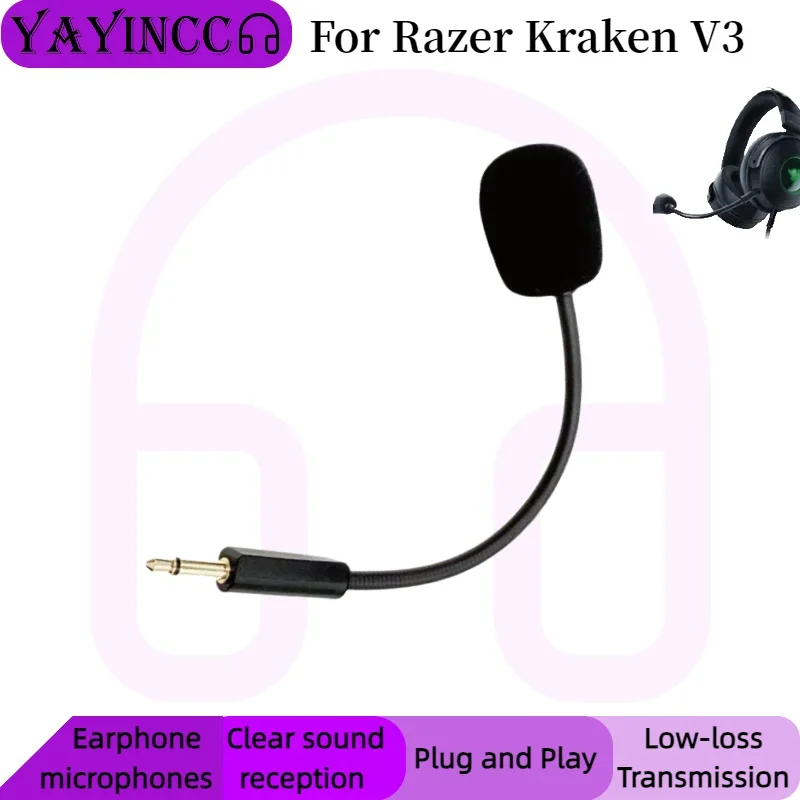 

YAYINCC Replacement Gaming Mics 3.5mm Game Microphone For Razer Kraken V3 Detachable microphone rod plug and play MIC 11.1