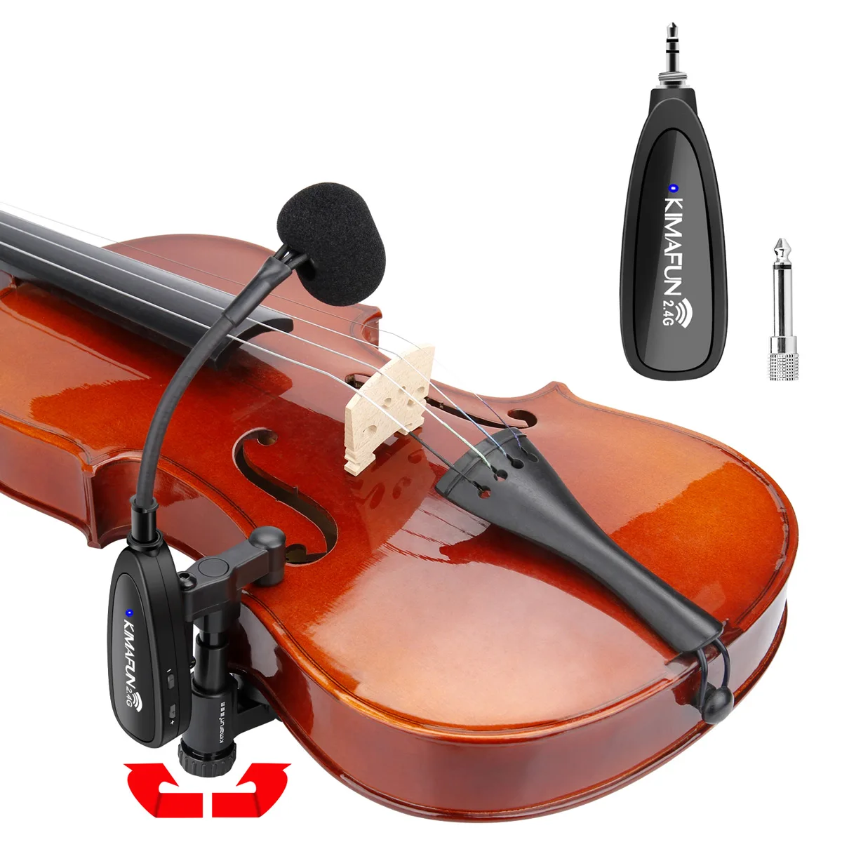 KIMAFUN 2.4G Wireless Violin Microphone Instrument Gooseneck Mic Professional Musical Condenser Microphone for Stage Performance