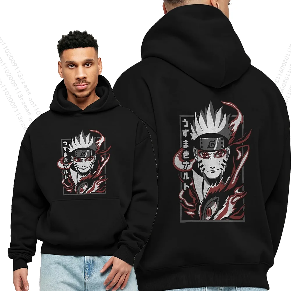 

Uzumaki Naruto T-shirt Anime Cosplay Black Y2K Hoodie Men Women Naruto Casual Print Cotton kid Casual Streetwear Pullover