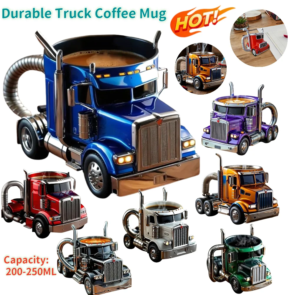 Creative Truck Design Coffee Mug Semi-trailer Water Cup Semi Truck Handcrafted Coffee Cup 200-250ML for Home Kitchen Office Desk