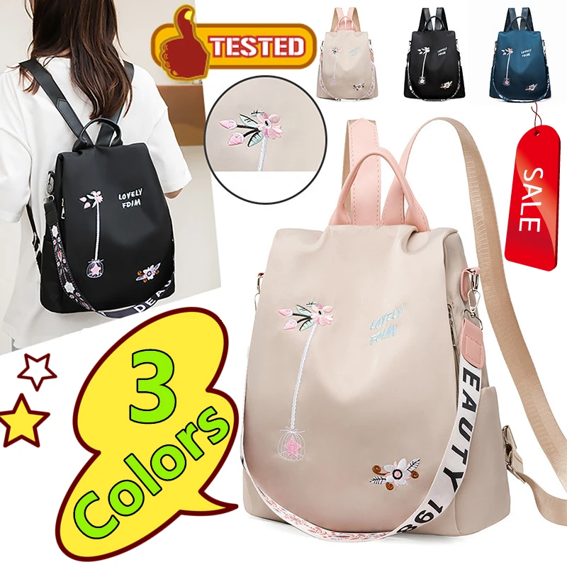 New Waterproof Oxford Women Backpack Fashion Casual Embroidery Bag Designer Female Large Capacity Travel Handbag Shopping Knaps