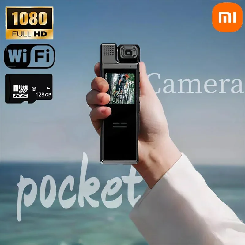 

Мини-экшн-камера Xiaomi 8K HD с задним зажимом Wi-Fi 180 ° Вращающаяся ИК-камера ночного видения, спортивная камера, видеорегистратор для водителя велосипеда