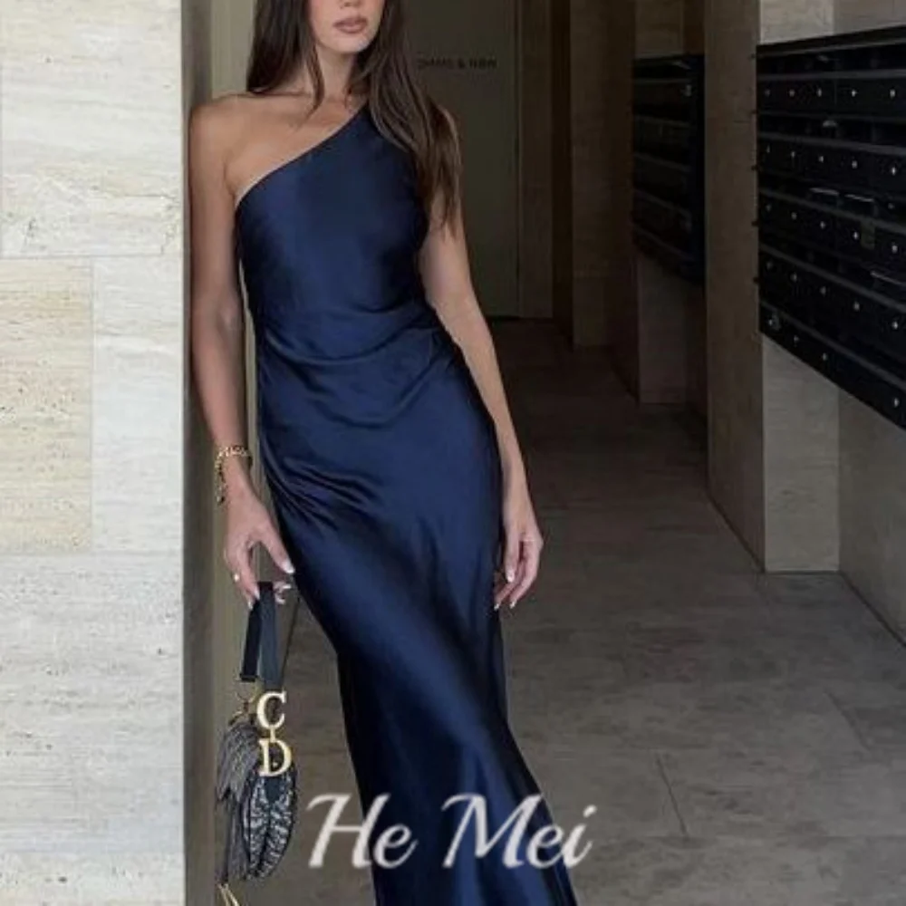 Elegant Prom Dress For Women Single Shoulder Formal Occasion Evening Gowns Simple Ankle Length Party Dresses فساتين السهرة