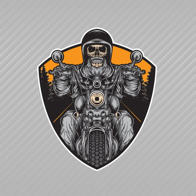 Waterproof Vinyl Retro Skull Rider Decals Personalized Creative Body Stickers for Motorcycle Electric Scooter Moped