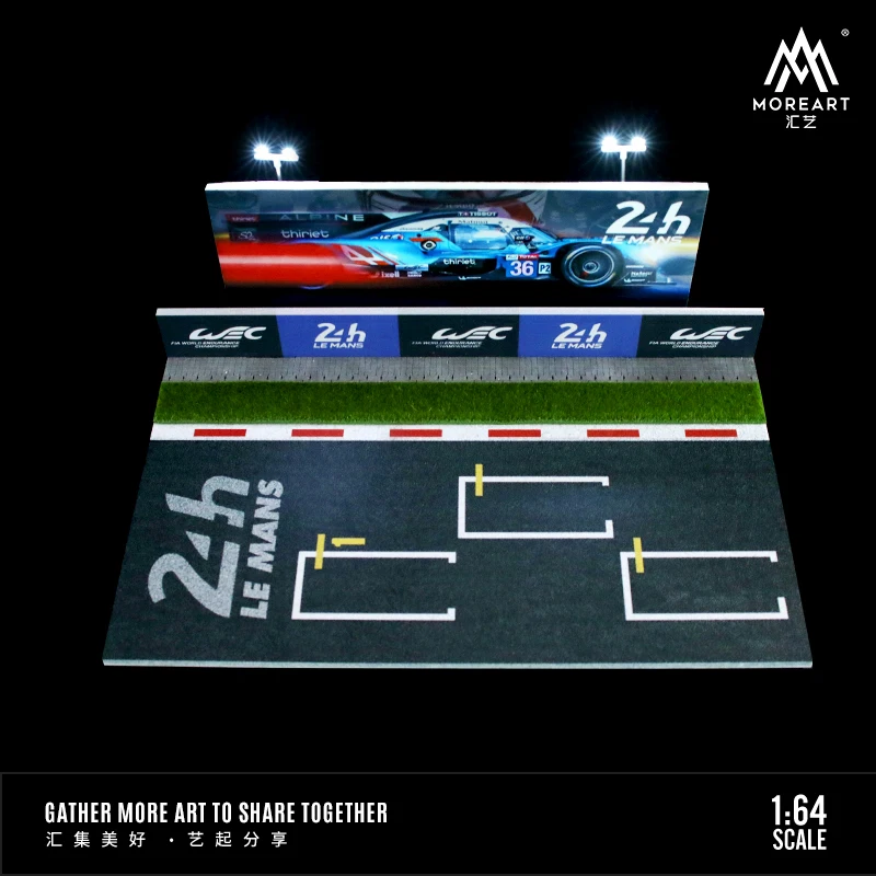 MoreArt1:64 Le Mans 24 Horas Montagem Cena Tempo Micro Iluminação LED, Car Backdrop Cena Display