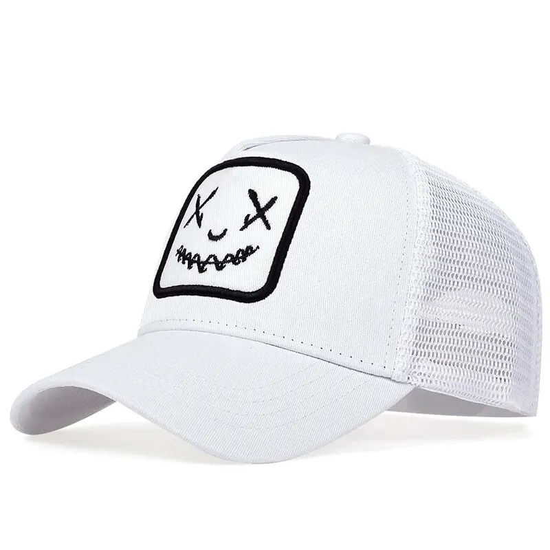 Unisex Ghost Face Embroidery Baseball Net Caps Wiosna i lato Outdoor Regulowane kapelusze na co dzień Kapelusz z filtrem przeciwsłonecznym