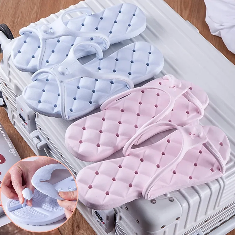 

1 пара однотонных портативных складных тапочек для мужчин и женщин, легкие нескользящие шлепанцы для дома и улицы, пляжа, путешествий